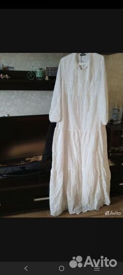 Белое платье в пол, размер l-xl(новое с биркой)
