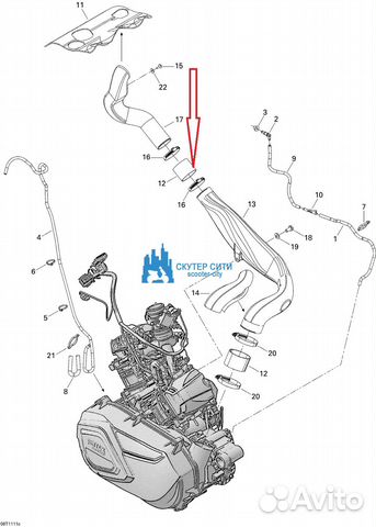 Патрубок воздушный Outlander 800R EFI, XMR 2011