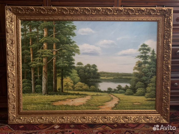 Картина большая в багете, масло, холст