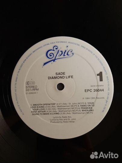 Sade /diamond life /1984 CBS records /holland /EPC