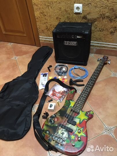 Бас-гитара Rockson комбо Fender 15Вт и весь компл