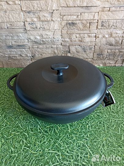 Вок кастрюля чугунная эмалированная 8 л. Ситон