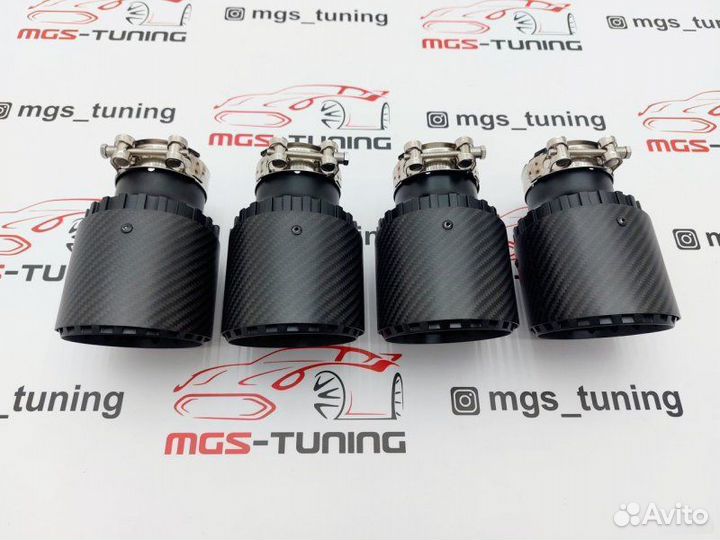 4 Насадки выхлоп Akrapovic Jet black карбон 102мм