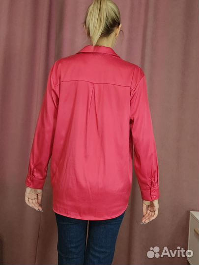 Шелковая рубашка розовая женская