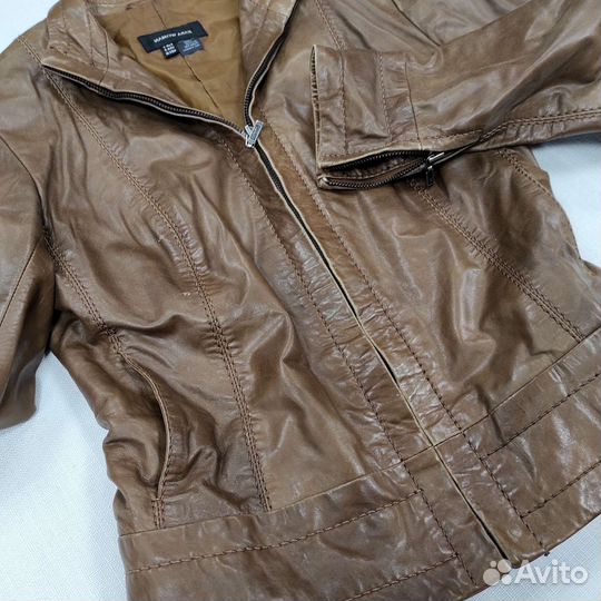 Кожаная куртка рыжая