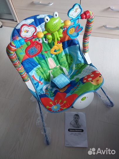 Шезлонг качалка музыкальный с вибрацией новый