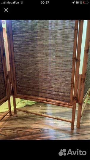 Ширма 3-секционная бамбуковая натуральная