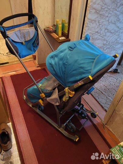 Детские санки коляска с колесами