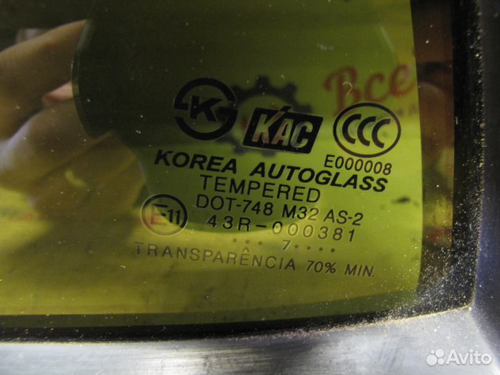 Стекло задней лев. двери Hyundai Santa Fe 1