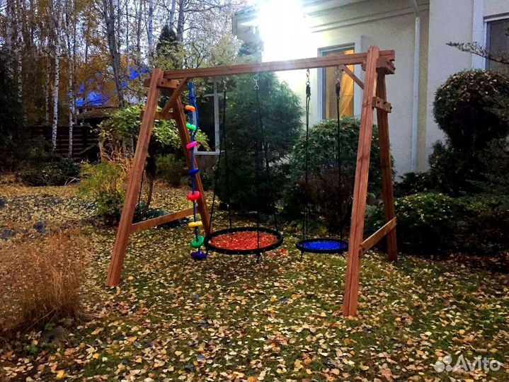 Детские качели уличные деревянные от производителя
