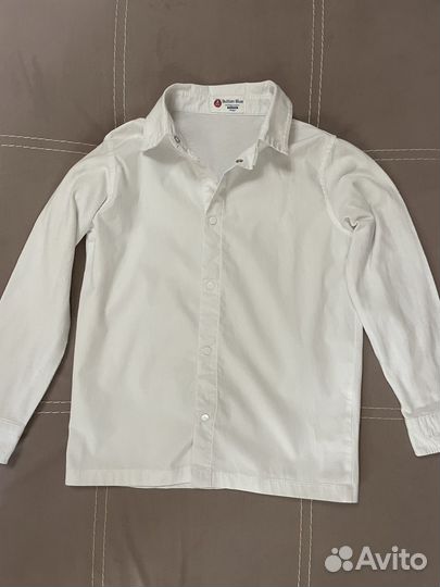 Рубашка сорочка белая 128 button blue