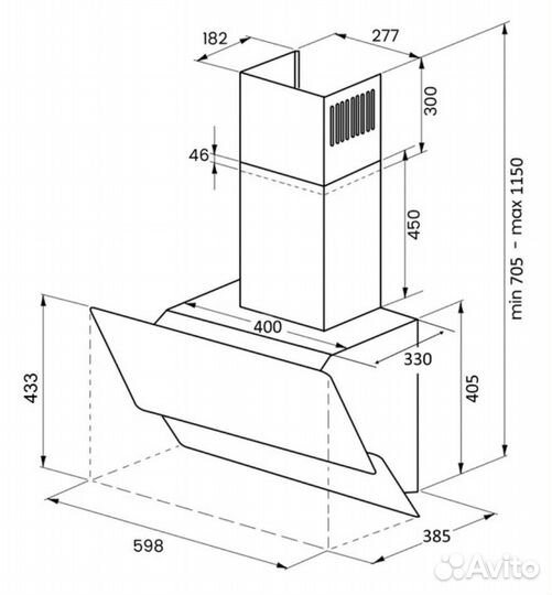 Вытяжка 60 см Kuppersberg F 600 B новая 1300 м куб