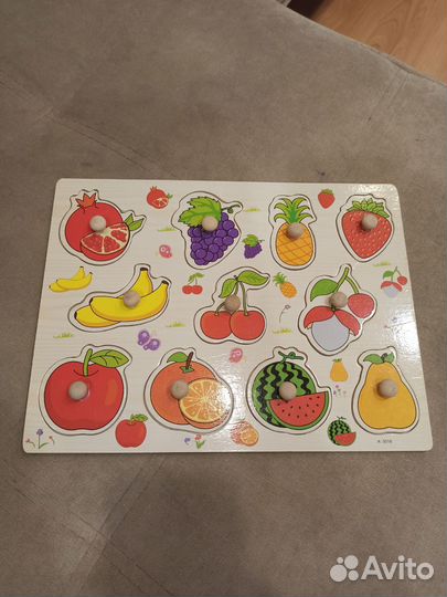 Деревянные пазлы вкладыши фрукты