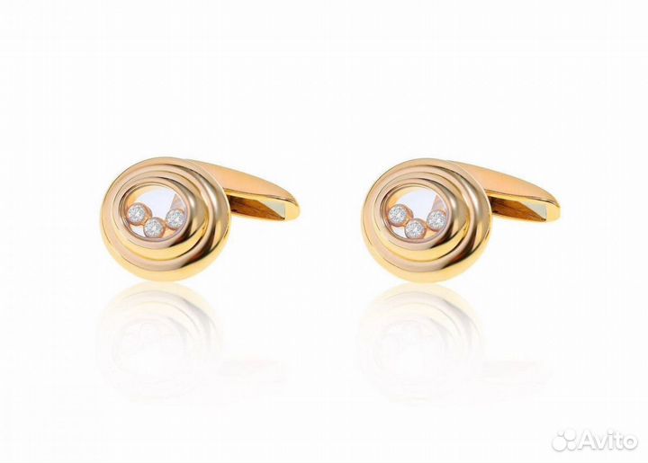 Золотые запонки Chopard Happy Diamonds