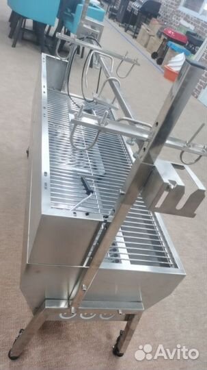 Мангал с вертелом и мотором /до 60кг/нерж.сталь