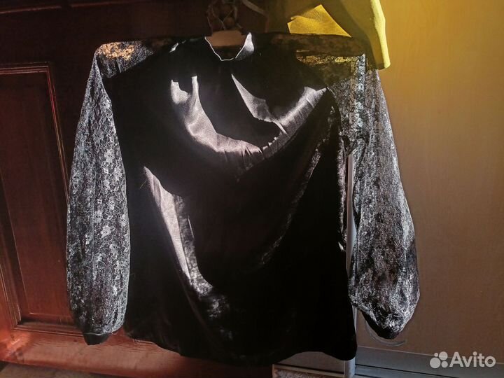 Черная винтажная блузка