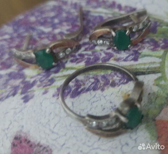 Серьги и кольцо серебро