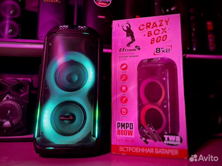 Мощная колонка Eltronic 800вт с LED подсветкой