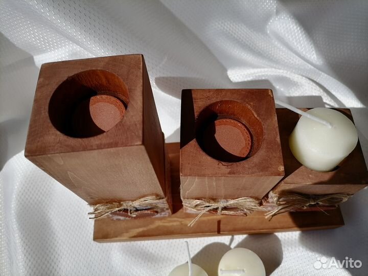 Подсвечник из дерева, новые 3 шт ручная работа