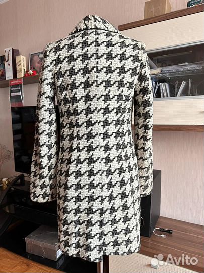 Женское осеннее шерстяное пальто 44 гусинная лапка