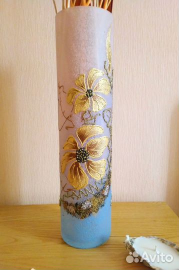 Ваза высокая стекло Неман Беларусь. Сухоцветы IKEA