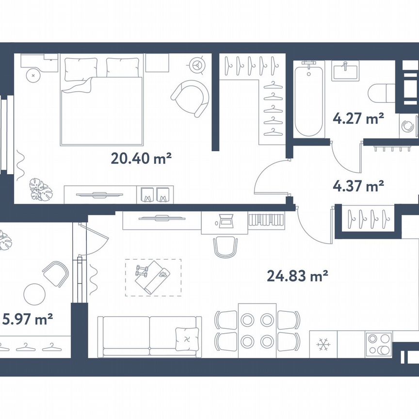 1-к. квартира, 56,9 м², 3/11 эт.