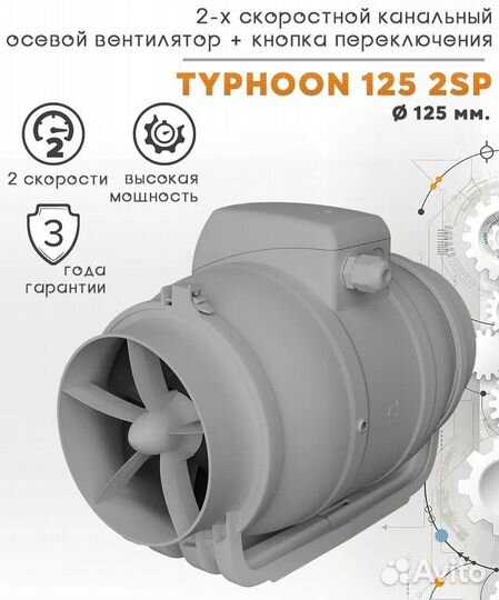 Typhoon 100/125 2SP двухскоростной осевой канальны