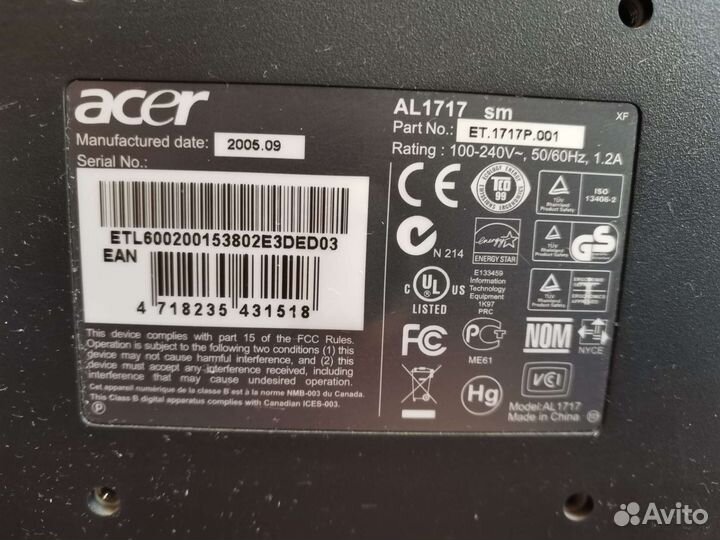 Монитор Acer Al 1717