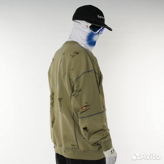 Свитшот CavEmpt рваный зелёный