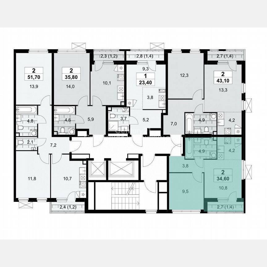 1-к. квартира, 34,6 м², 2/16 эт.