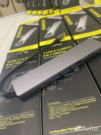 Хаб Док станция type-c для ноутбуков Новая