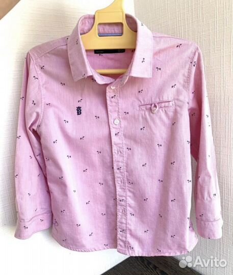 Рубашки для мальчика 92, 98, 116 см, HM, голубая
