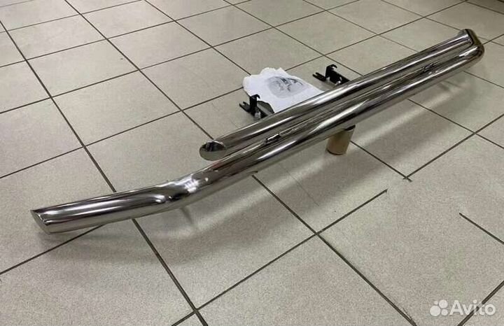 Защита переднего бампера двойная из нерж. стали