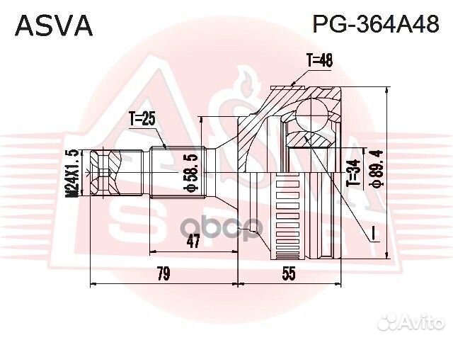 ШРУС наружный 34x58.5x25 PG364A48 asva