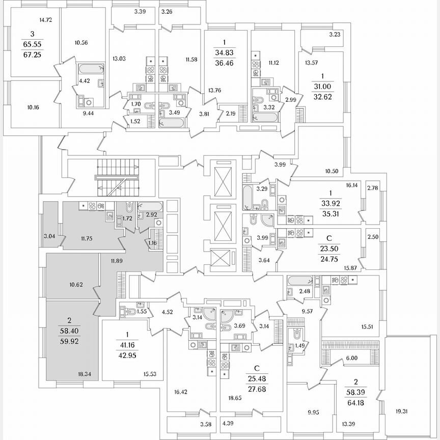 2-к. квартира, 59,9 м², 11/23 эт.