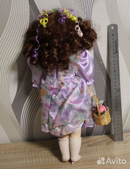 Кукла с корзиной Фарфор Коллекционная 35-40 см
