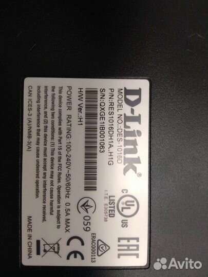 Коммутатор D-Link DES-1016D