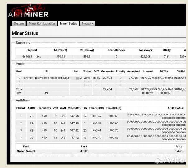 Asic асик antminer L3+ l3+ л3+