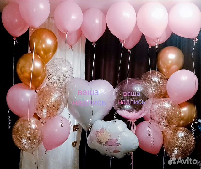 Воздушные шарики, гелиевые шары на выписку