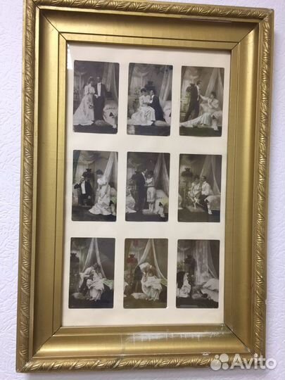 Старинная рама с антикварными открытками