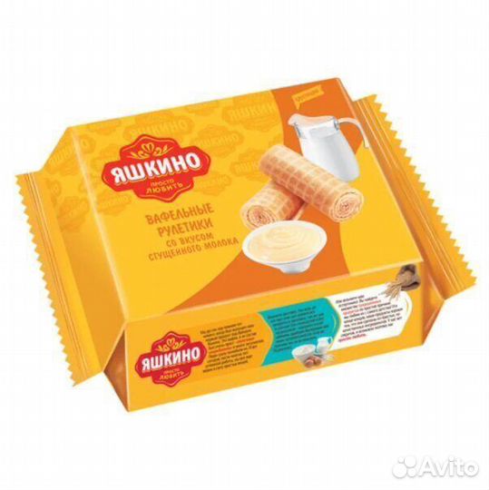 Рулетики Яшкино вафельные сгущённое молоко 160г