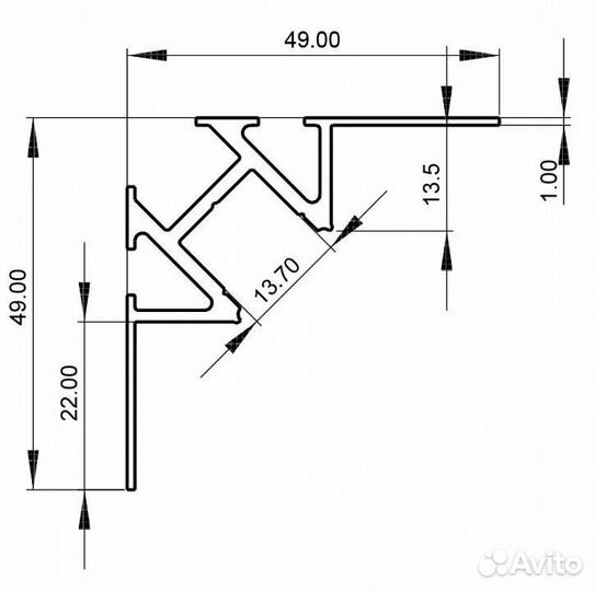 Профиль накладной Deko-Light EV-01-12 975371