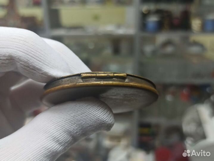 Пудреница Серебрение Латунь Сделано В СССР Ретро