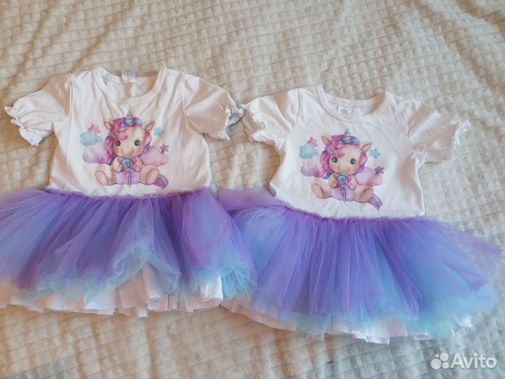 Платье для девочек близняшек 92