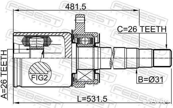 Шрус внутренний правый 26X31X26 подходит для NI