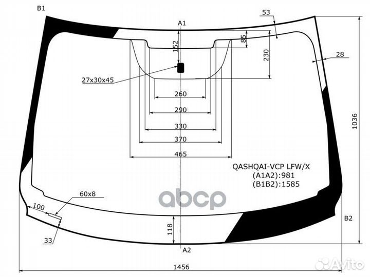 Стекло лобовое Nissan Qashqai 13-22 qashqai-VCP