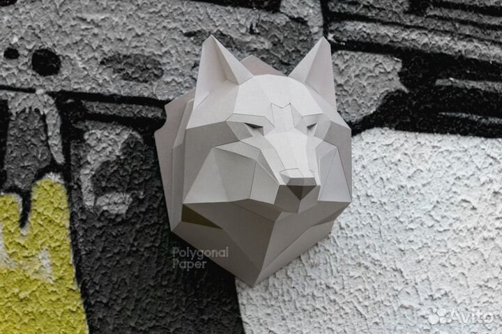 3D конструктор из бумаги - трофейная голова волка