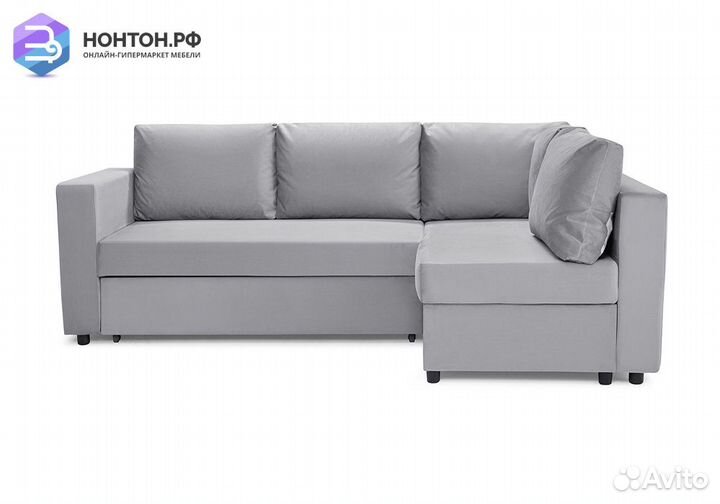 Диван угловой дельфин Мансберг лайт светло-серый