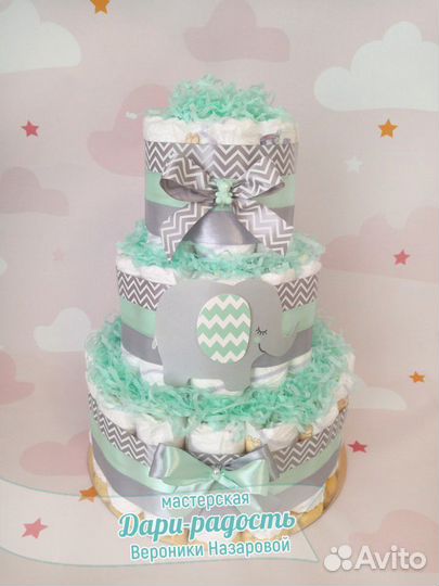 Торт из памперсов /подгузников на рождение ребенка