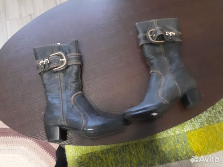 Сапоги женские 35 натуральная кожа на узкую ногу